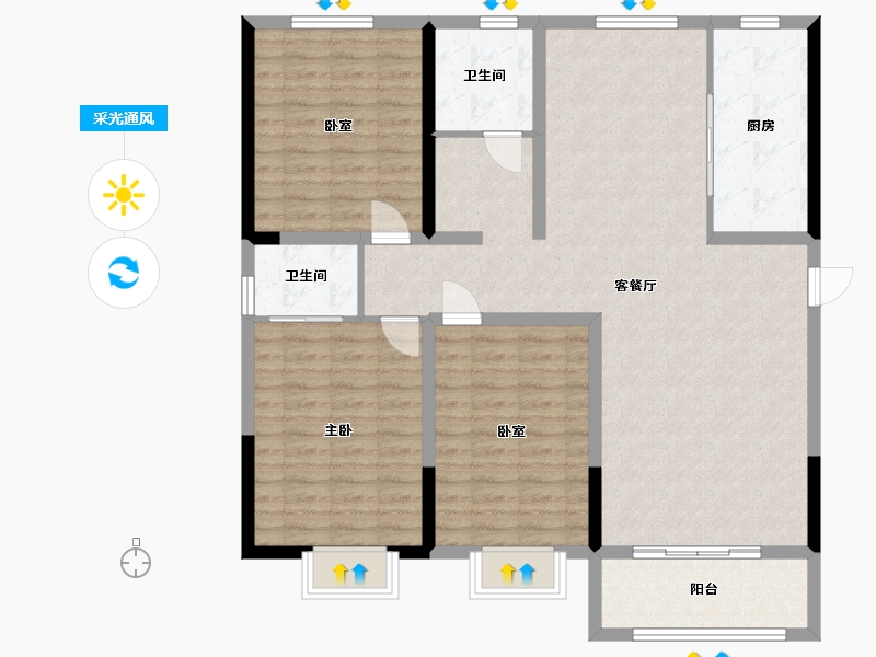 河南省-南阳市-潘河家园-110.00-户型库-采光通风