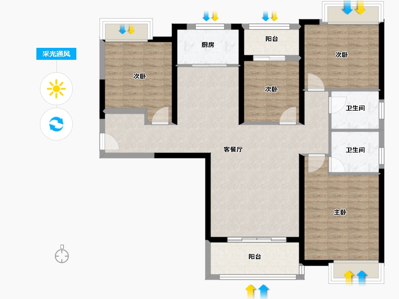 湖北省-武汉市-龙湖天玺-108.00-户型库-采光通风