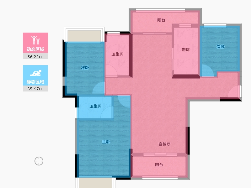 广东省-肇庆市-海伦堡西江悦-88.60-户型库-动静分区