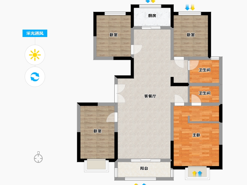 河南省-濮阳市-凤凰城-120.00-户型库-采光通风