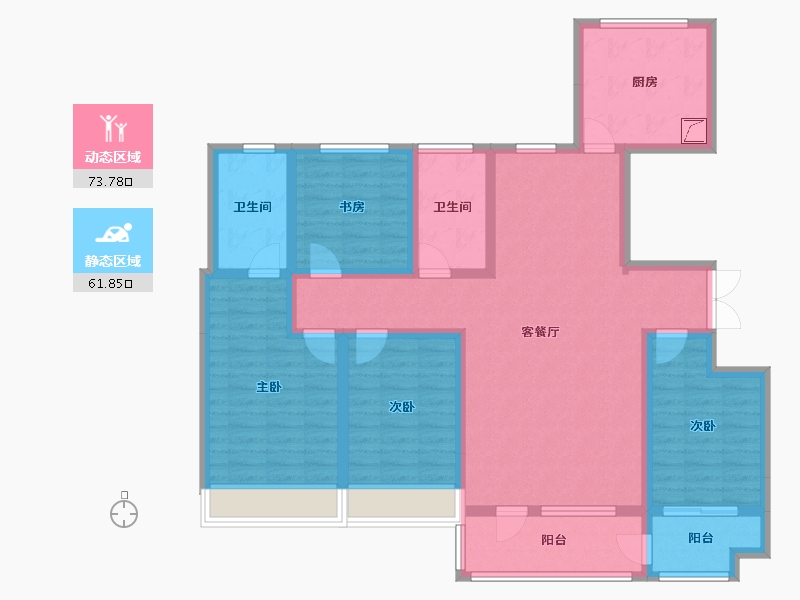 山东省-淄博市-创业创新谷专家人才公寓·珺园-133.16-户型库-动静分区