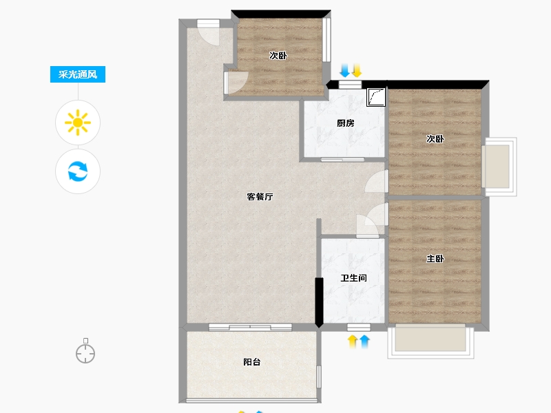 福建省-漳州市-景江花园-A区-80.00-户型库-采光通风