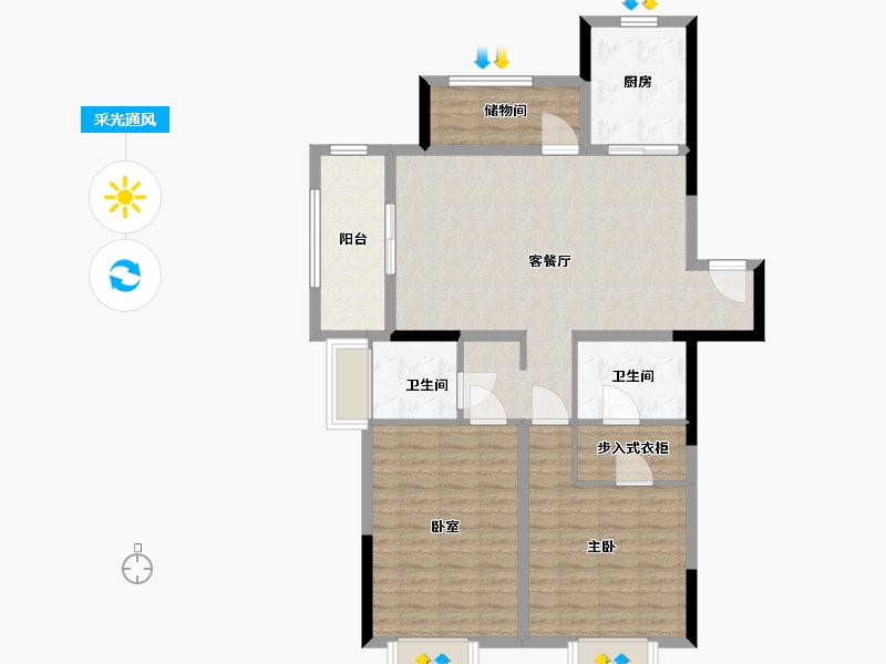 江苏省-南京市-创维文汇苑-102.00-户型库-采光通风