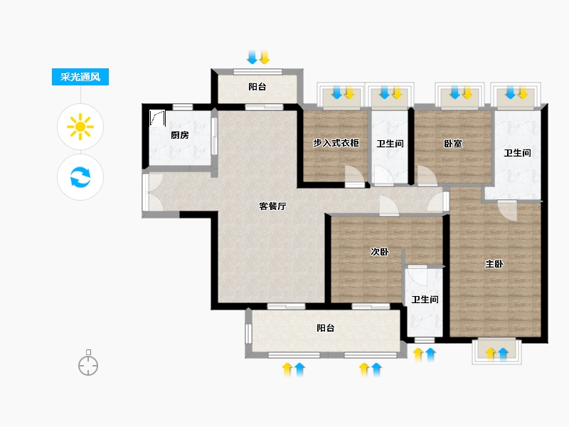 湖南省-长沙市-时代梅溪领峰-137.77-户型库-采光通风