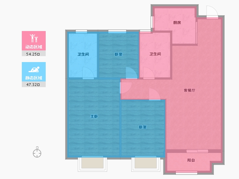 陕西省-西安市-西安保利天悦-80.00-户型库-动静分区