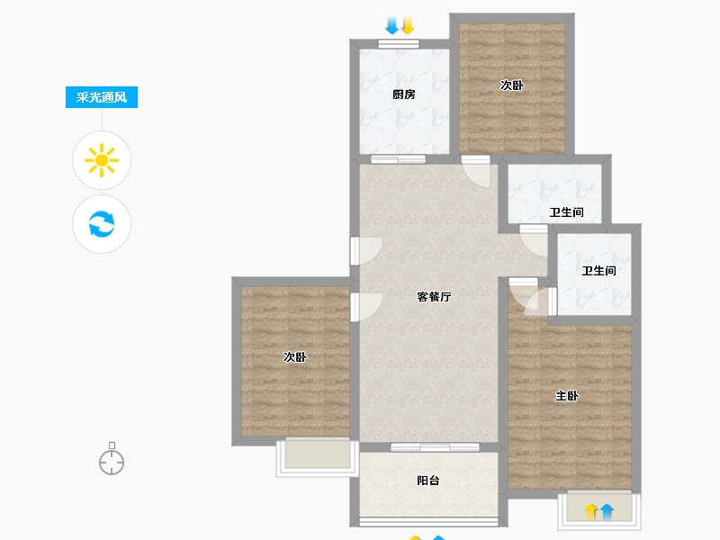 河南省-郑州市-翰林誉府-90.00-户型库-采光通风