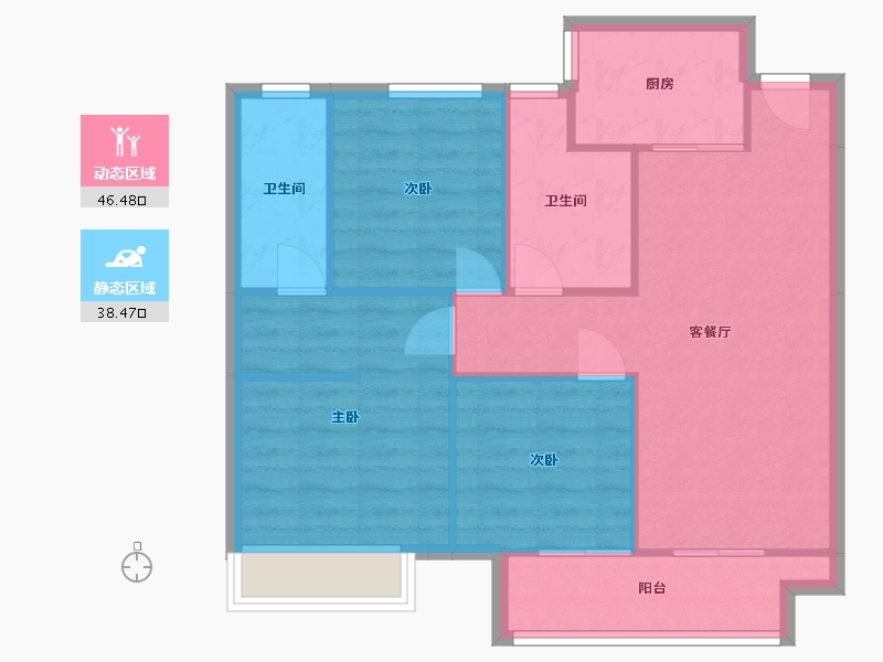 山东省-泰安市-宏尚·江山里-74.40-户型库-动静分区