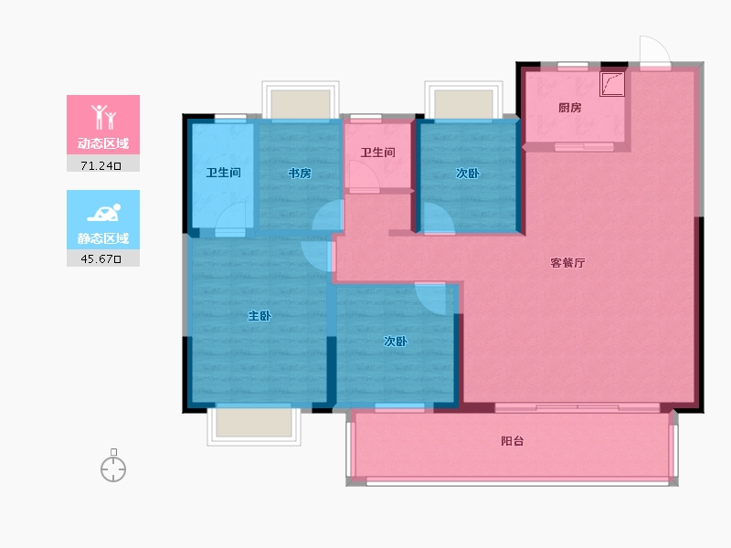 湖北省-宜昌市-宜翠锦城-98.00-户型库-动静分区