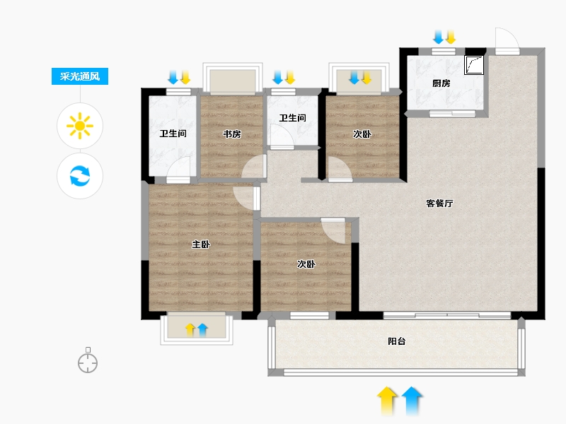 湖北省-宜昌市-宜翠锦城-98.00-户型库-采光通风