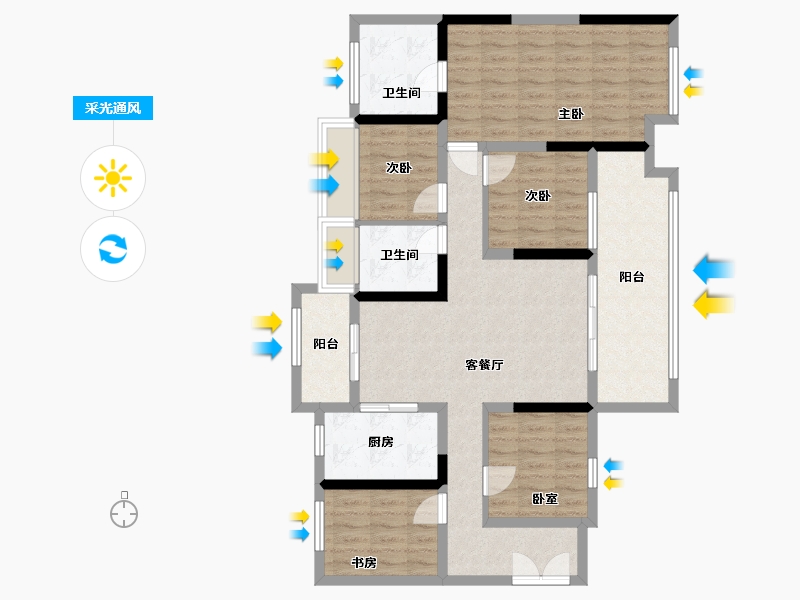 广东省-惠州市-牧云溪谷-120.00-户型库-采光通风