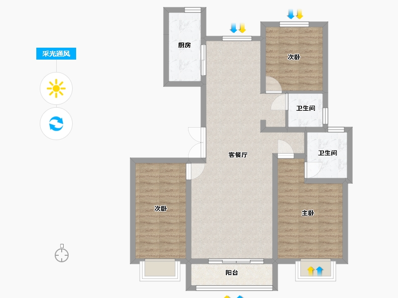 河北省-唐山市-正通首郡-102.28-户型库-采光通风