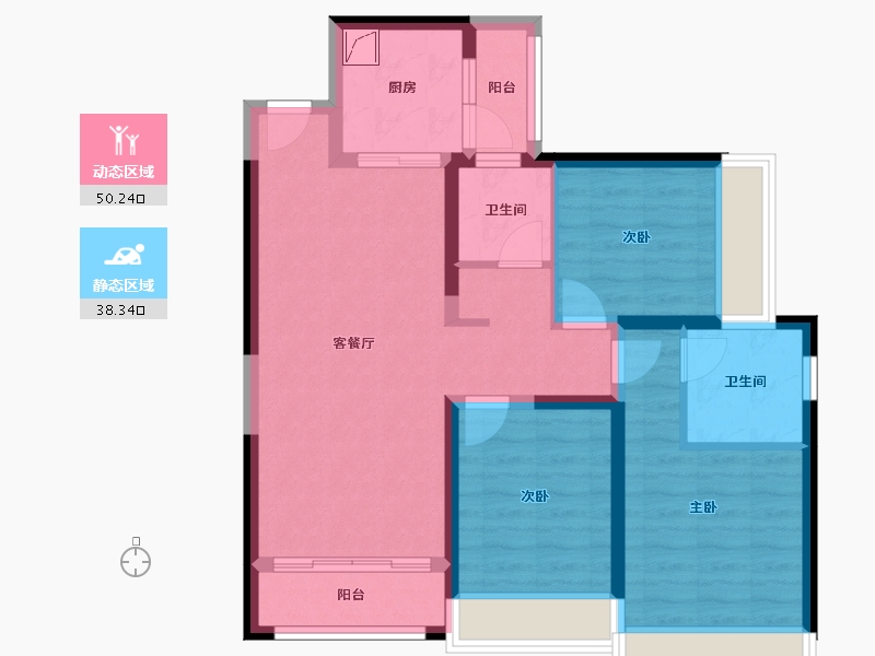 云南省-昆明市-金色城邦(和平南路)-85.77-户型库-动静分区