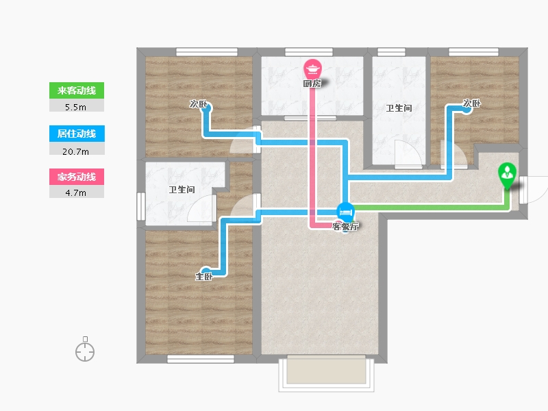 天津-天津市-中建新丽壹号-71.64-户型库-动静线