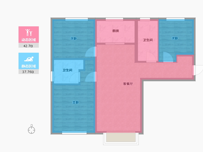 天津-天津市-中建新丽壹号-71.64-户型库-动静分区