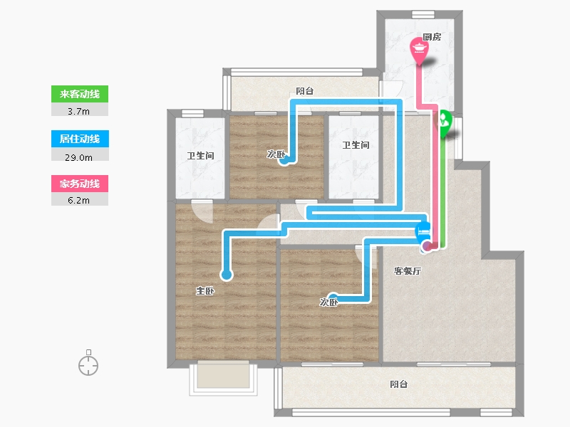 山东省-烟台市-宏锦万花城-90.00-户型库-动静线