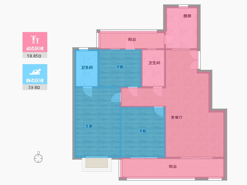 山东省-烟台市-宏锦万花城-90.00-户型库-动静分区