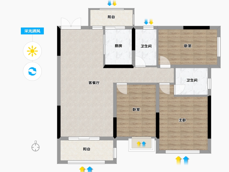 广西壮族自治区-来宾市-海景文苑-99.70-户型库-采光通风