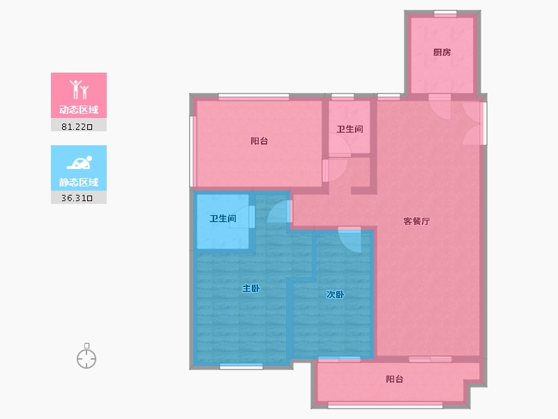 甘肃省-天水市-秦都悦榕湾-105.00-户型库-动静分区