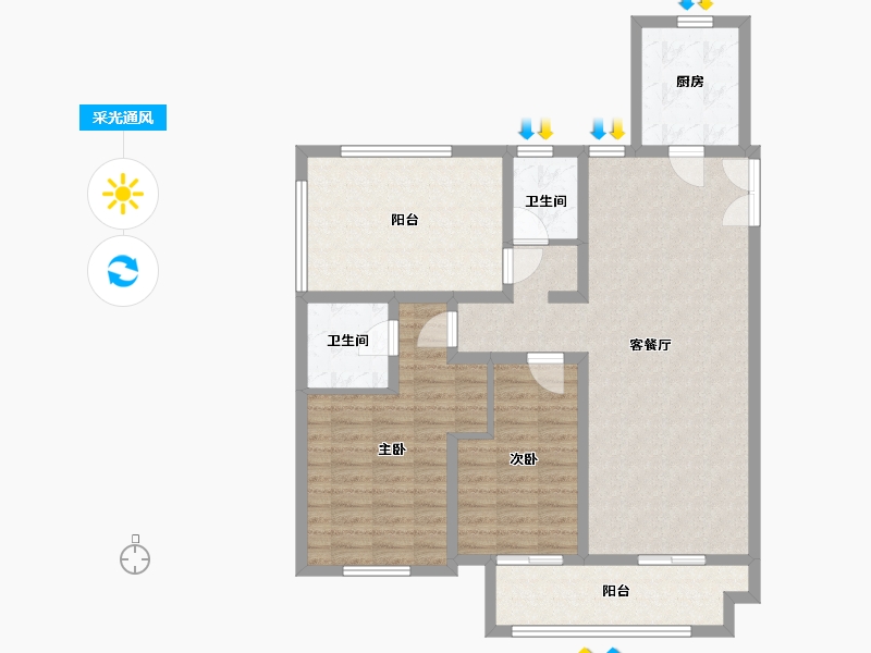 甘肃省-天水市-秦都悦榕湾-105.00-户型库-采光通风