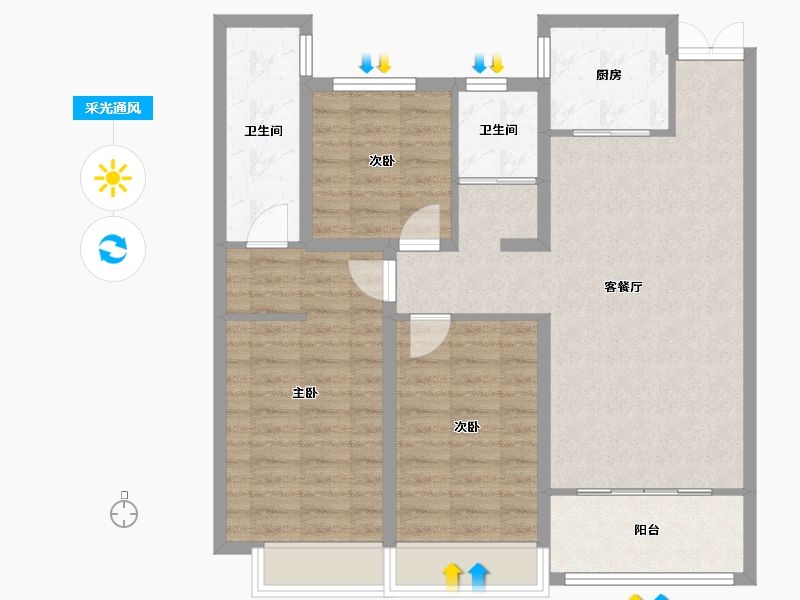 山东省-潍坊市-东方名郡-93.27-户型库-采光通风