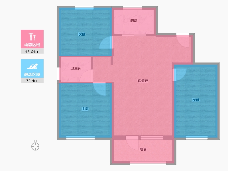 辽宁省-鞍山市-作品壹号-80.00-户型库-动静分区