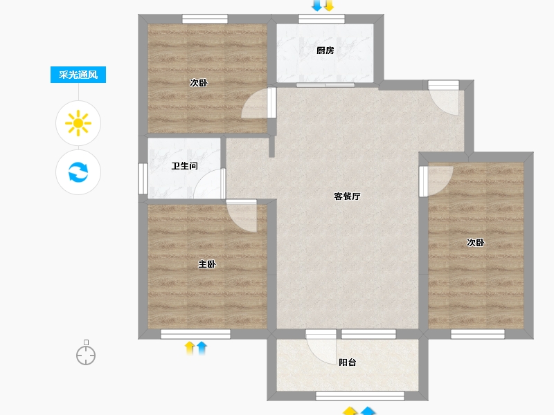 辽宁省-鞍山市-作品壹号-80.00-户型库-采光通风