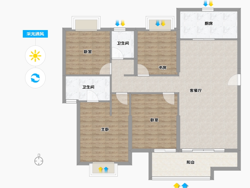 福建省-莆田市-正荣白棠云麓二期-122.50-户型库-采光通风