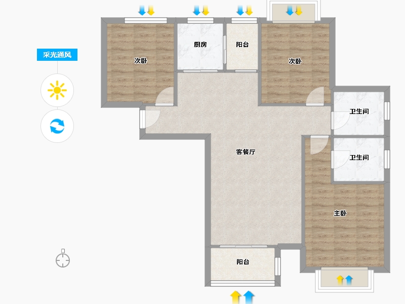 陕西省-西安市-中新浐灞半岛-A10区-98.00-户型库-采光通风