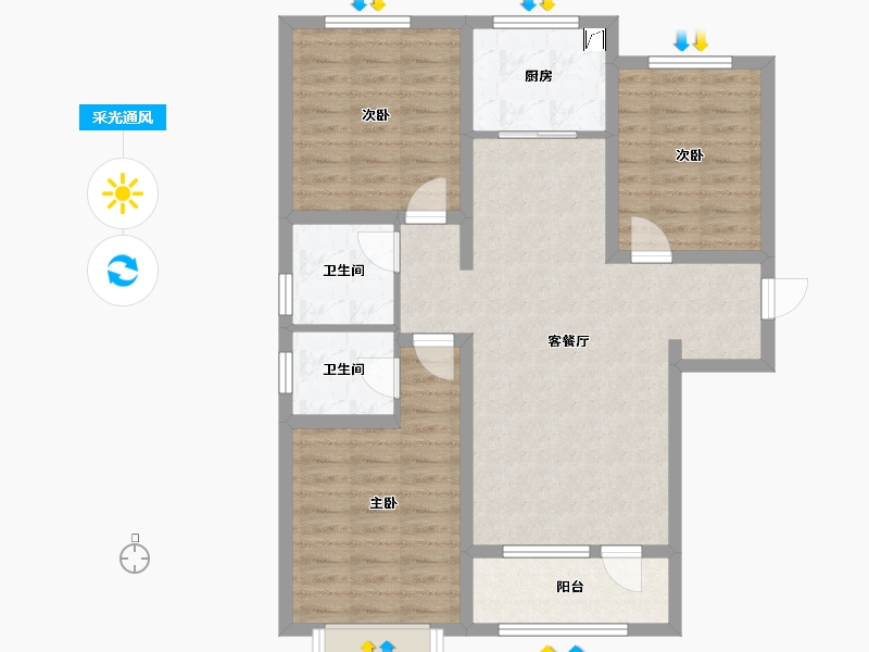 河北省-石家庄市-天洲视界城-93.80-户型库-采光通风