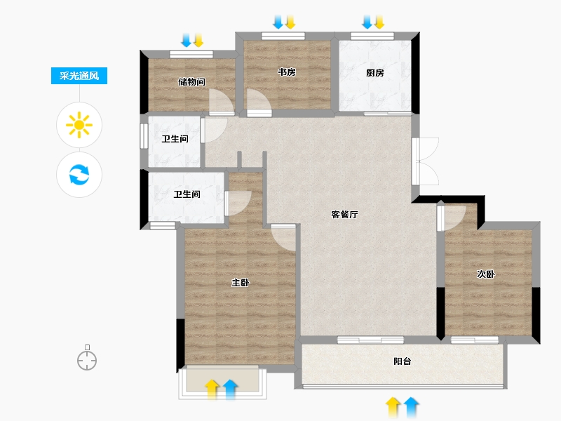 浙江省-台州市-森然府-98.00-户型库-采光通风