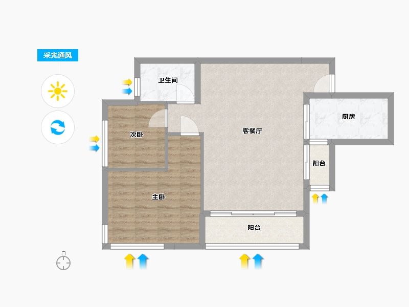 湖南省-长沙市-恩瑞御西湖-72.00-户型库-采光通风