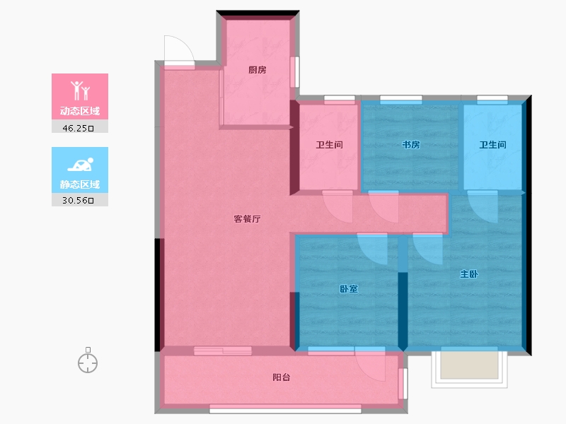 湖北省-荆州市-金辉楚樾云著-72.00-户型库-动静分区