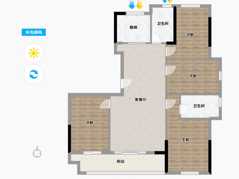 福建省-漳州市-璀璨滨江-125.00-户型库-采光通风