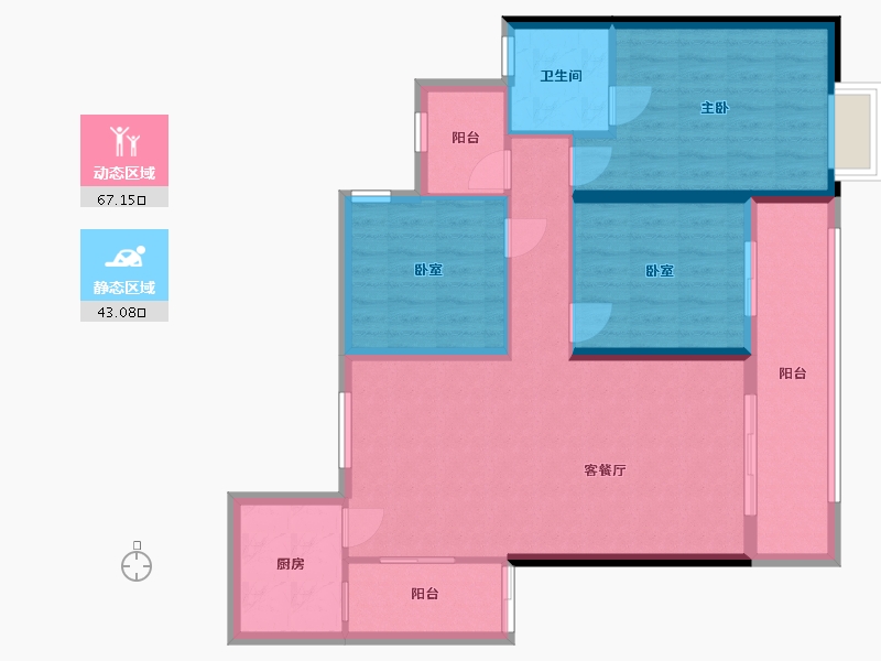 湖南省-郴州市-合一福东江首府城市展厅-126.00-户型库-动静分区