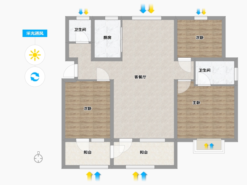 山东省-济宁市-龙城公馆-109.00-户型库-采光通风