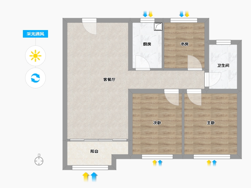 河北省-唐山市-花海国际-80.00-户型库-采光通风