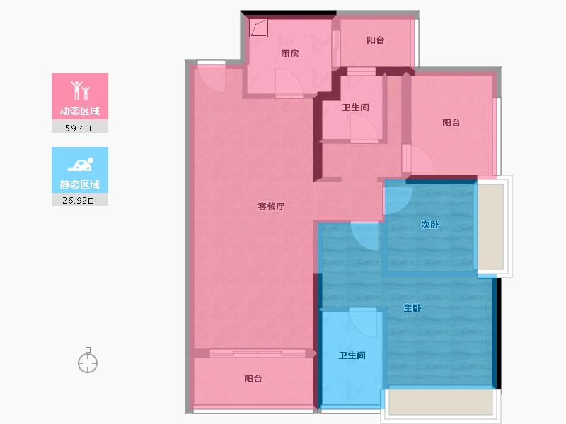 广东省-广州市-柳岸晓风-76.00-户型库-动静分区