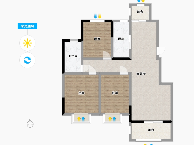 河南省-周口市-法姬娜·幸福里-95.00-户型库-采光通风