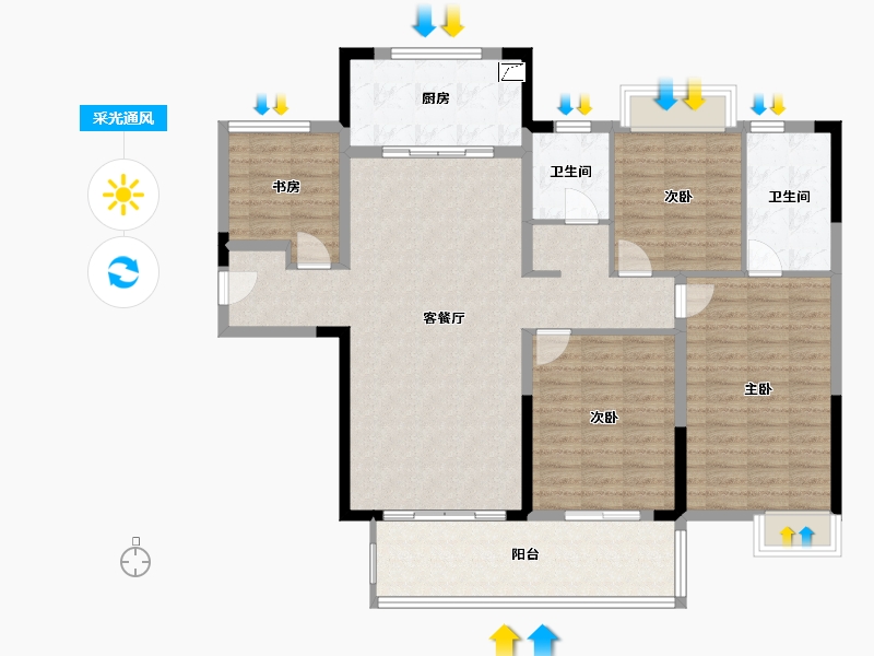 湖南省-长沙市-中航城国际社区保利城四期-L区-127.00-户型库-采光通风