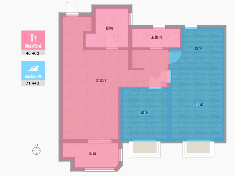 上海-上海市-悦城-68.95-户型库-动静分区