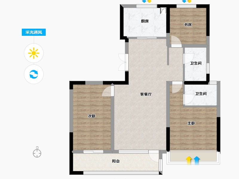 宁夏回族自治区-银川市-语竹苑-100.00-户型库-采光通风