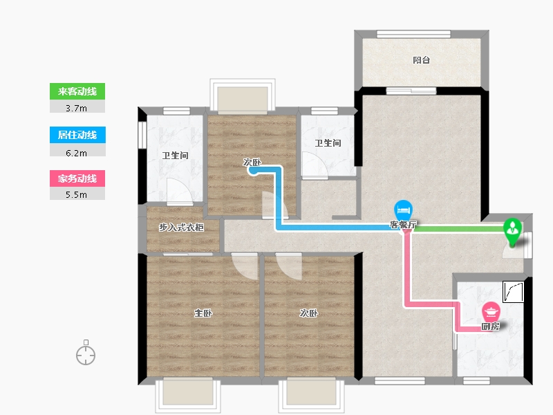 广东省-佛山市-美的明湖花园-二期-93.00-户型库-动静线