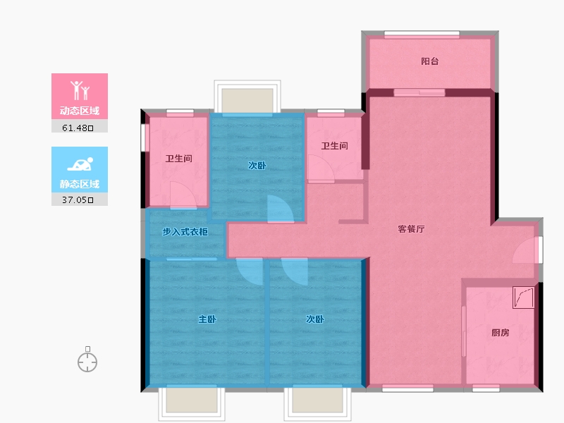 广东省-佛山市-美的明湖花园-二期-93.00-户型库-动静分区