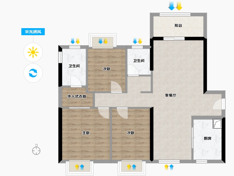 广东省-佛山市-美的明湖花园-二期-93.00-户型库-采光通风