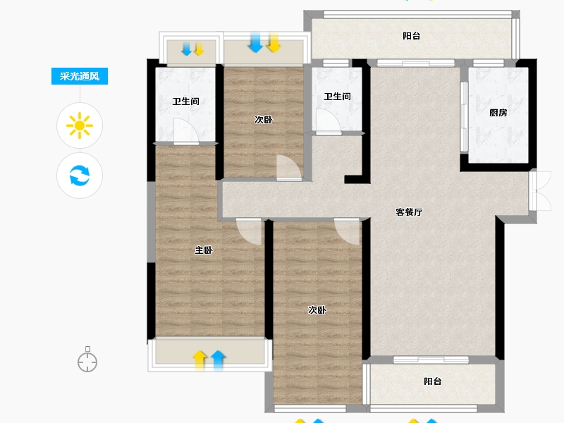 湖南省-株洲市-壹号公馆-108.00-户型库-采光通风