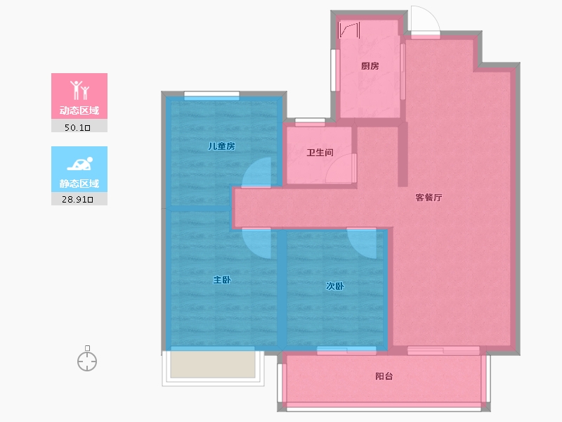 湖北省-荆州市-阳光城文澜公馆-84.00-户型库-动静分区