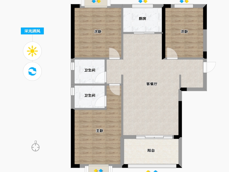 湖北省-孝感市-逸品尚东-93.00-户型库-采光通风