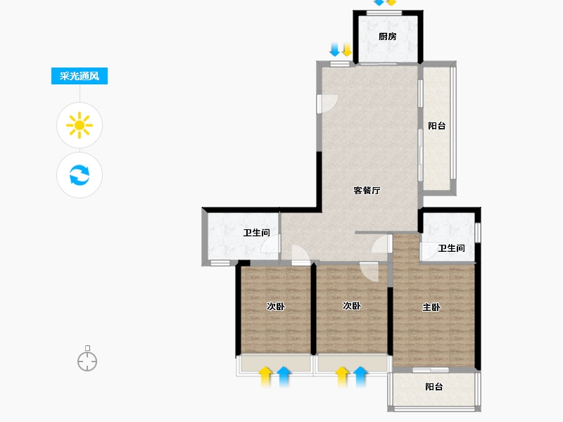 浙江省-温州市-名都苑-125.00-户型库-采光通风