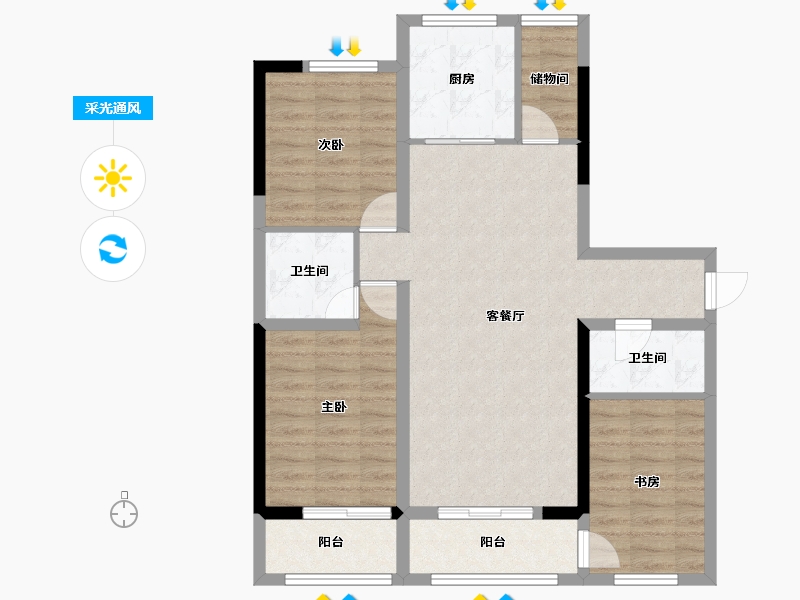 甘肃省-白银市-兴建花苑D区-105.00-户型库-采光通风