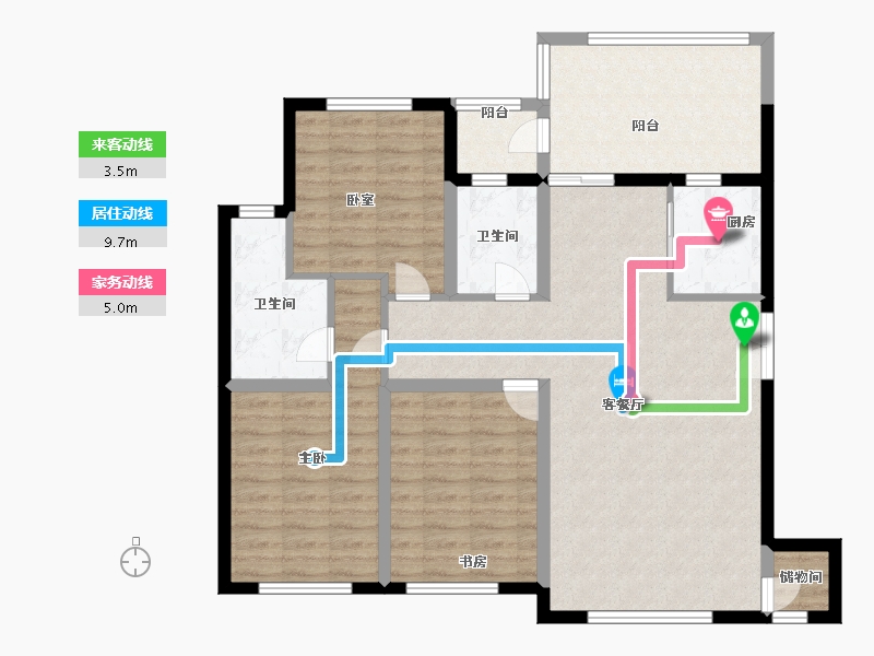 黑龙江省-佳木斯市-阳光水岸小区-103.67-户型库-动静线